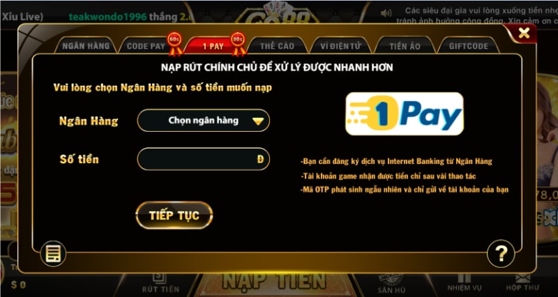 Hướng dẫn nạp tiền Go88 1 Hướng dẫn nạp tiền Go88